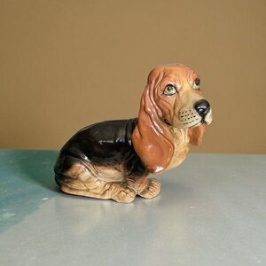 Charming Life Size Basset Hound Figurine - Black and Tan